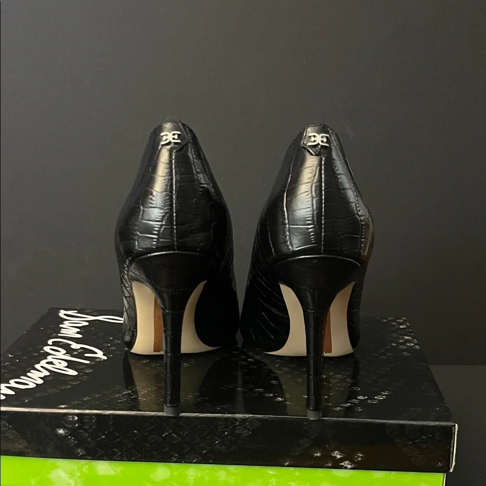 Sam Edelman Black Croc-Patterned Heels Size 6.5- NEVER WORN - Picture 6 of 7